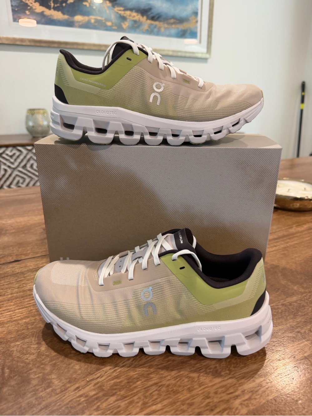 On Running Women’s  Cloudswift Running Shoes in Beige and Light Green